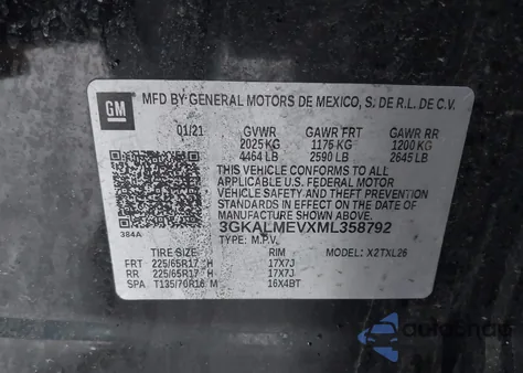 2021 GMC Terrain Fwd Sle z USA, uszkodzony, nr VIN 3GKALMEVXML358792